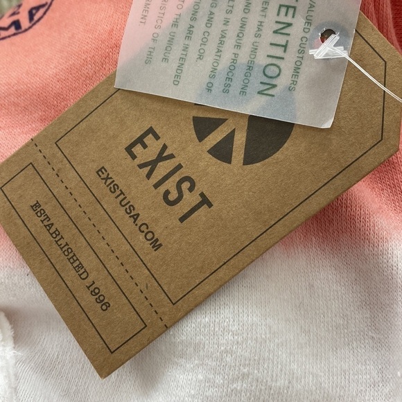 NEW NWT EXIST Tie Dye Ombré Dipped Hoodie Sweatshirt Cropped Coral White Small - Picture 9 of 9